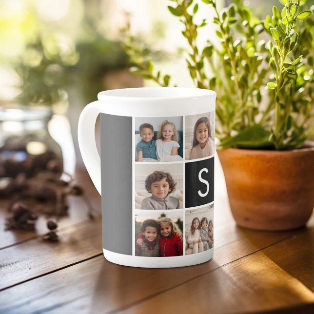 Caneca De Porcelana 8 Colagem de Fotografias Monograma FOTO 6 necessit (Personalized mug with photos and text, customize completely in the advanced design area)