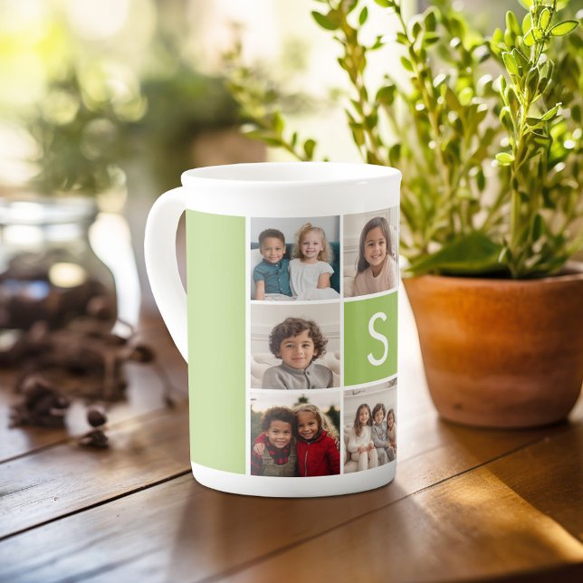 Caneca De Porcelana 8 Colagem de Fotografias Monograma FOTO 6 necessit (Personalized mug with photos and text, customize completely in the advanced design area)