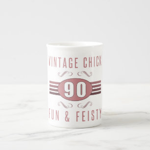 Caneca De Porcelana 90 Birthday Vintage Pintinho