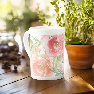 Caneca De Porcelana A aguarela pintada floresce o nome da caligrafia