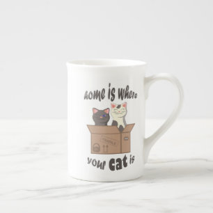 Caneca De Porcelana A citação engraçada de Home é onde seu gato está