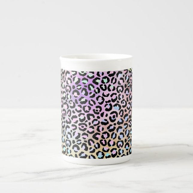 Caneca De Porcelana A Série Leopardo Iridescente Design 6 (Frente)