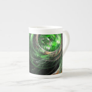 Caneca De Porcelana À volta da Abstrato de Arte Verde Mundial