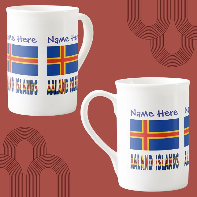 Caneca De Porcelana Aaland Islands Ålander Flag Personalização Azul (Criador carregado)