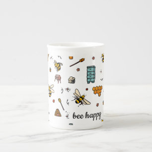 Caneca De Porcelana Abelhas, bonitinhas, bonitinhas, palavras de arte