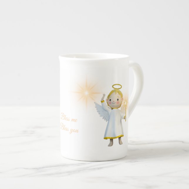 Caneca De Porcelana "Abençoe-me abençoe-vos" (Frente Esquerda)