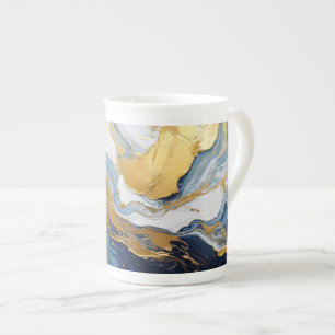 Caneca De Porcelana Abertura em negrito de Dourado e Azul