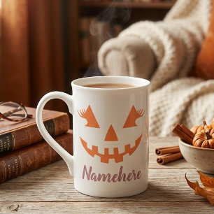 Caneca De Porcelana Abóbora de Halloween Personalizada Feminina Jack O