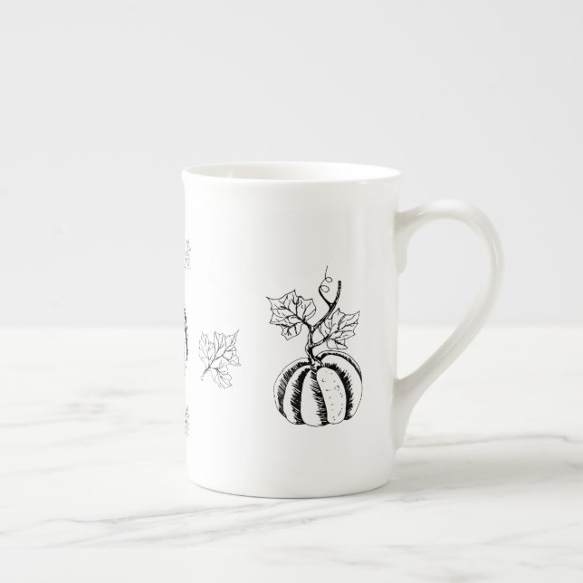 Caneca De Porcelana Abóbora Preta para o Halloween (Direita)