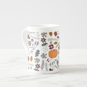 Caneca De Porcelana Abóbora queda padrão gráfico contemporâneo