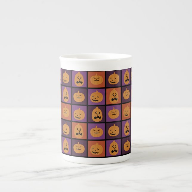 Caneca De Porcelana Abóboras de Halloween (Frente)