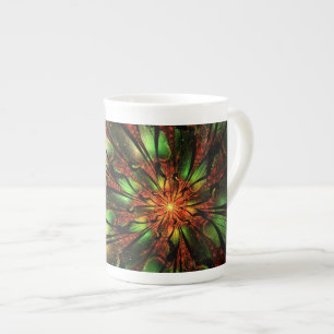 Caneca De Porcelana Abstract fractal flower design.  