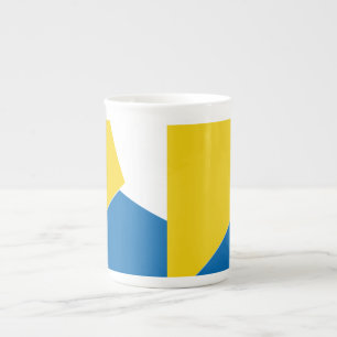 Caneca De Porcelana Abstrato azul e amarelo