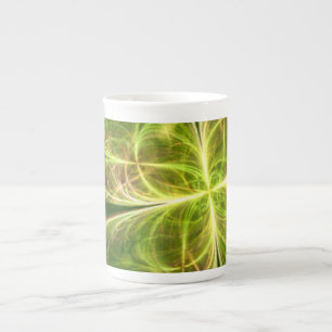 Caneca De Porcelana Abstrato Fantasy Four deixa o verde amarelo