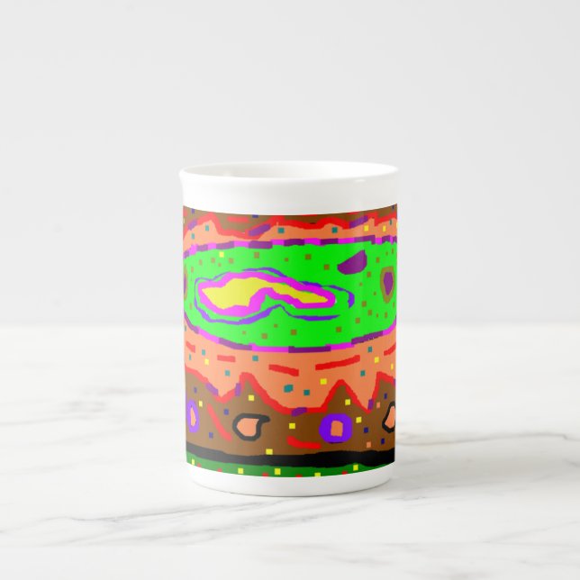 CANECA DE PORCELANA ABSTRATO HIPPY ART RETRO (Frente)