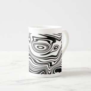 Caneca De Porcelana Abstrato - Linhas Pretas e Brancas Adormecidas - P
