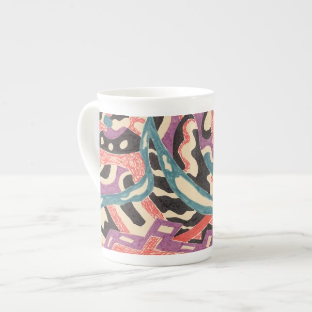 Caneca De Porcelana abstrato original "Selvagem" (Frente Esquerda)