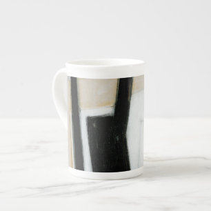 Caneca De Porcelana Abstrato, pintura a preto e branco