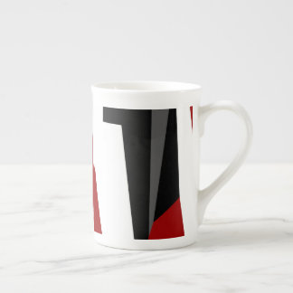 Caneca De Porcelana Abstrato preto e branco vermelho