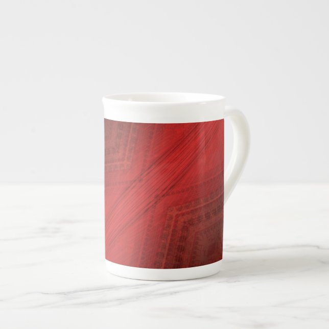 Caneca De Porcelana Aceitação | Padrão de Boho Eclético Vermelho (Frente Esquerda)