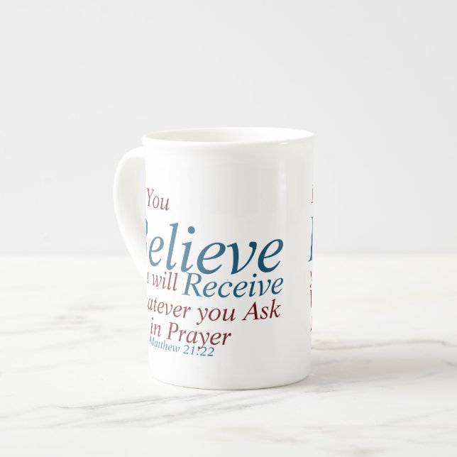 Caneca De Porcelana Acredite que Receba Mateus 21:22 (Frente Esquerda)