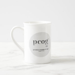 Caneca De Porcelana acrônimo pcog; msg completo redondo; cor blk-white