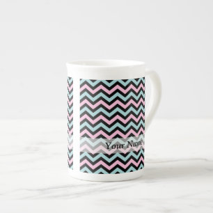 Caneca De Porcelana Água rosa e divisa negra