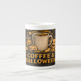 Caneca De Porcelana Alimentado Por Café & Halloween