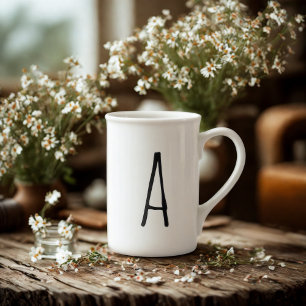 Caneca De Porcelana Alphabet Dando Monograma Moderno Osso China Mug