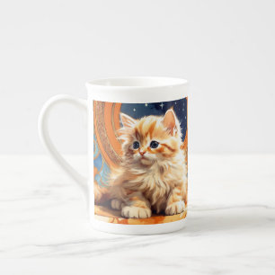 Caneca De Porcelana Alphonse Mucha Art Nouveau Orange Cat