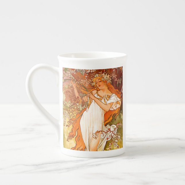 Caneca De Porcelana Alphonse Mucha Art Nouveau Primavera (Esquerda)