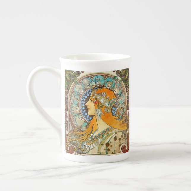 Caneca De Porcelana Alphonse Mucha Art Nouveau Zodiac (Esquerda)