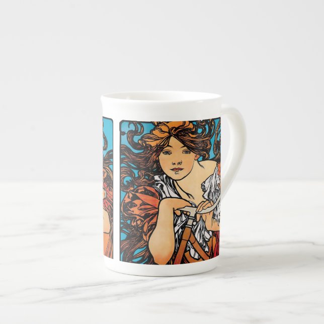 Caneca De Porcelana Alphonse Mucha - Ciclos Perfecta Retro Art Nouveau (Frente Esquerda)