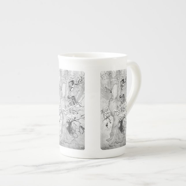 Caneca De Porcelana Alphonse Mucha Winter GS II WB (Frente Esquerda)