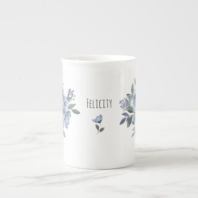 Caneca De Porcelana Amante de Flores Azuis (Frente)