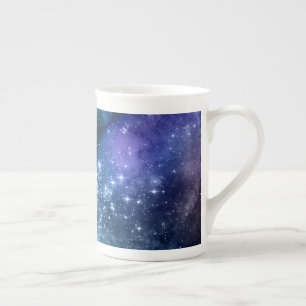 Caneca De Porcelana Amantes da Galáxia Espaço Estrelado Céu Azul Faísc