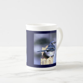 Caneca De Porcelana Amantes de Pássaros Azuis