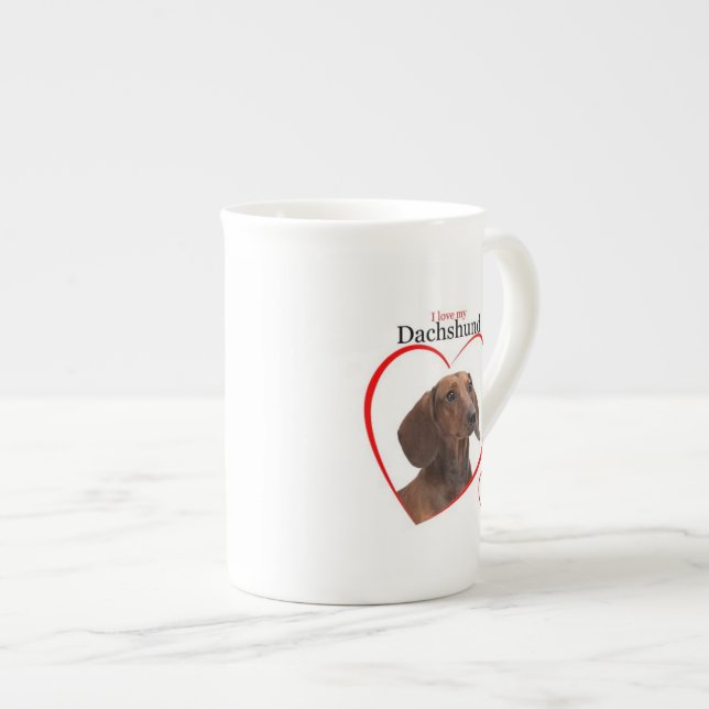 Caneca De Porcelana Ame Meu Dachshund Mug (Frente Esquerda)
