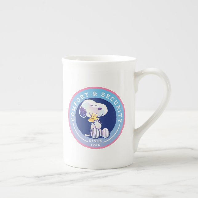 Caneca De Porcelana Amendoins | Crachá de conforto e segurança azul (Direita)