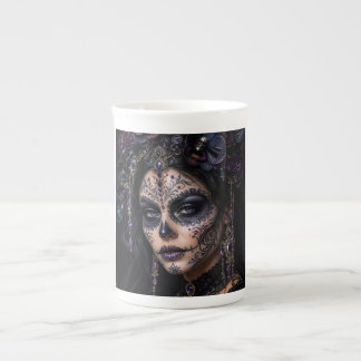 Caneca De Porcelana Amethyst Orchid Calavera – Gothic Sugar Skull