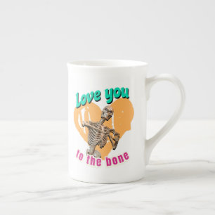Caneca De Porcelana Amo Você até os Ossos Esqueleto Divertido Coração