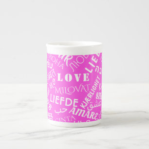 Caneca De Porcelana AMOR - Vários Idiomas - Personalizável Internacion