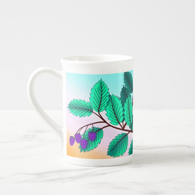 Caneca De Porcelana Amoras numa ramagem (Esquerda)