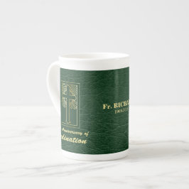 Caneca De Porcelana Aniversário de 50 anos de Ordenação Verde Personal