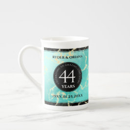 Caneca De Porcelana Aniversário de Casamento da 44 Turquesa Elegante