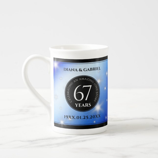 Caneca De Porcelana Aniversário de Casamento da 67ª Estrela Sapphire (Esquerda)