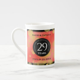 Caneca De Porcelana Aniversário de Casamento da Elegante 29 Garnet