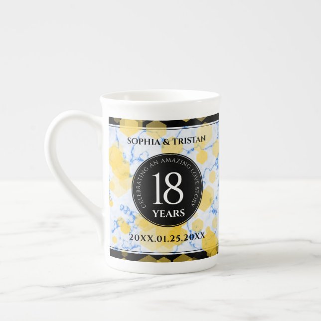 Caneca De Porcelana Aniversário de Casamento de Porcelana 18 (Esquerda)