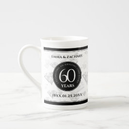 Caneca De Porcelana Aniversário de Casamento do Elegante 60º Diamond