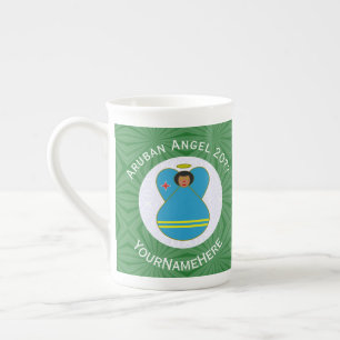 Caneca De Porcelana Anjo da Bandeira de Aruba Natal Personalizado